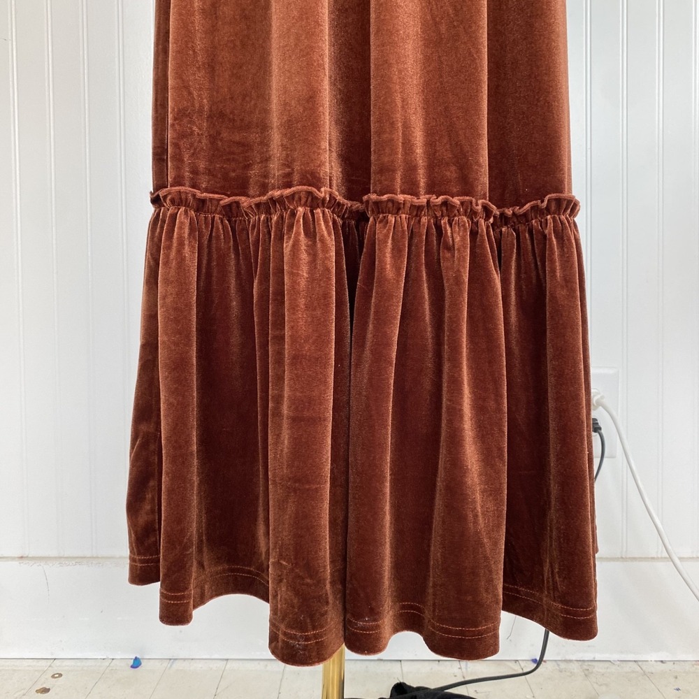 So Me Womens Velvet Regencycore Maxi Dress Size S Tiered Babydoll Boho Cottage - Picture 7 of 16